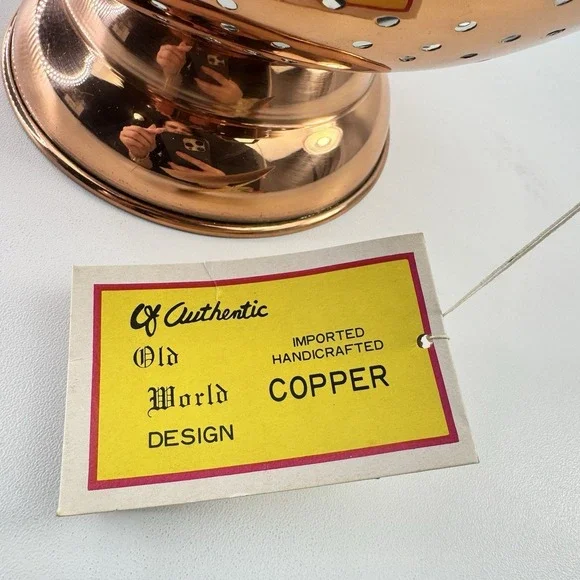 New Vintage ODI Colander Copper Brass Nickel Footed Pedestal 9" Strainer Decor - Picture 10 of 11